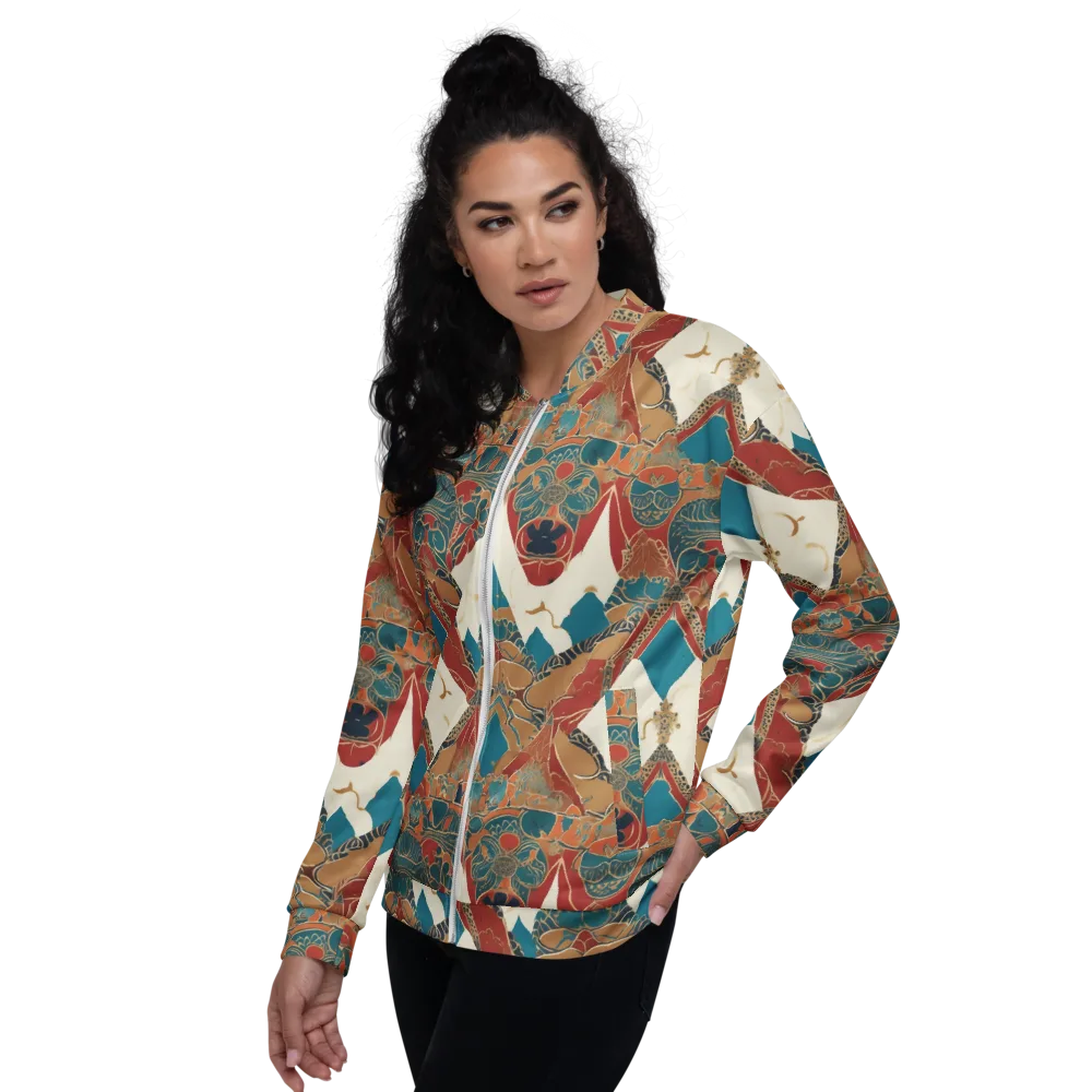 Teal Caravan on Bomber Jacket — Left
