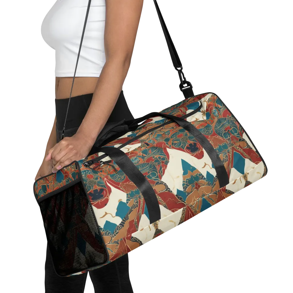 Teal Caravan on Duffle Bag — Front