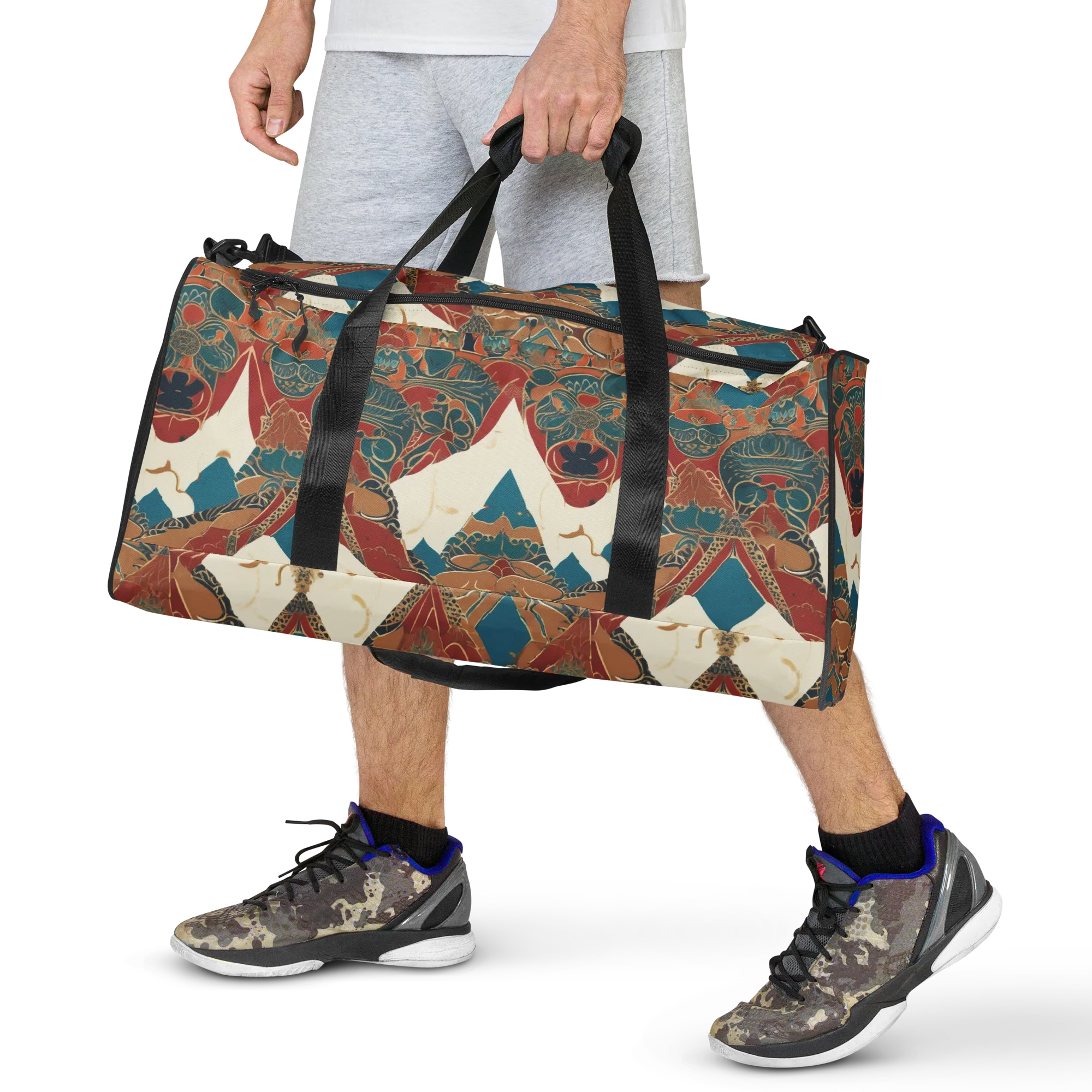 Teal Caravan on Duffle Bag — Front
