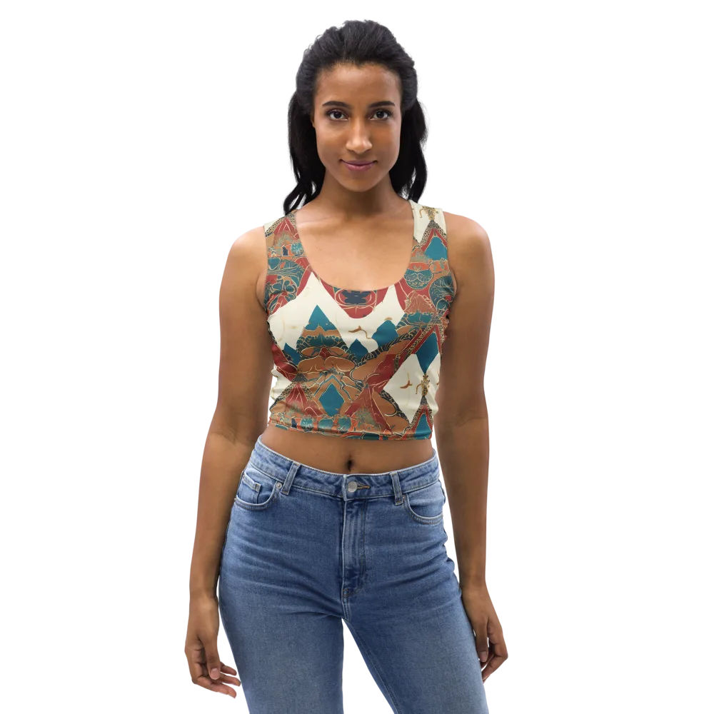 Teal Caravan on Crop Top — Front