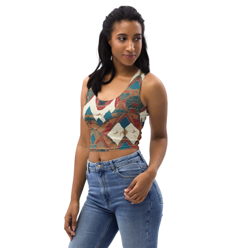 Teal Caravan on Crop Top — Left Front