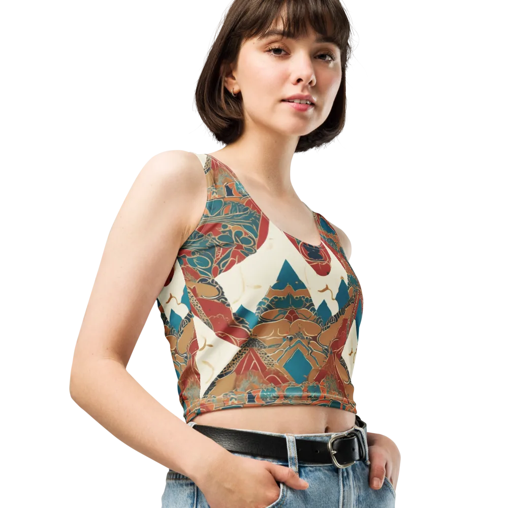 Teal Caravan on Crop Top — Right Front