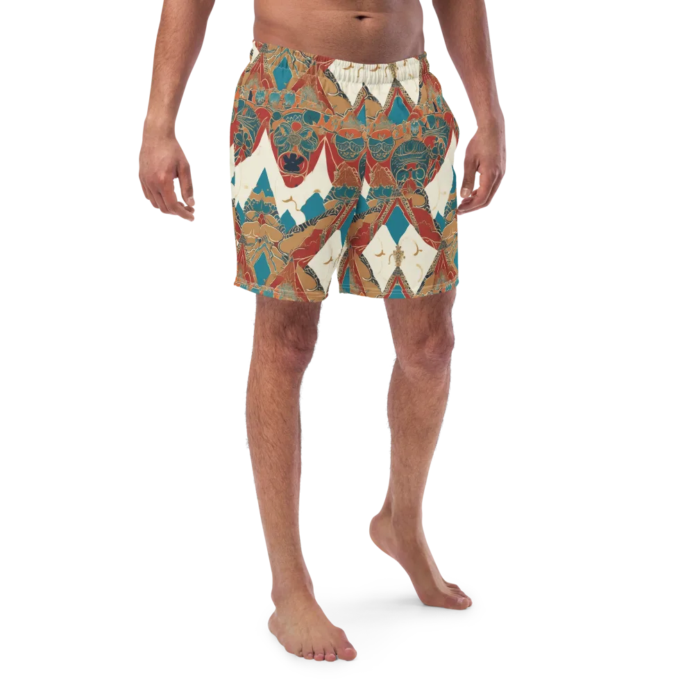 Teal Caravan on Swim Trunks — Front