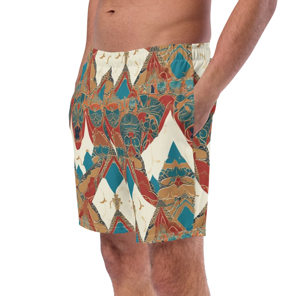 Teal Caravan on Swim Trunks — Left Front
