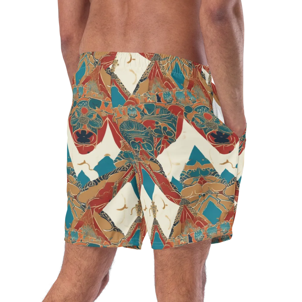 Teal Caravan on Swim Trunks — Right Back