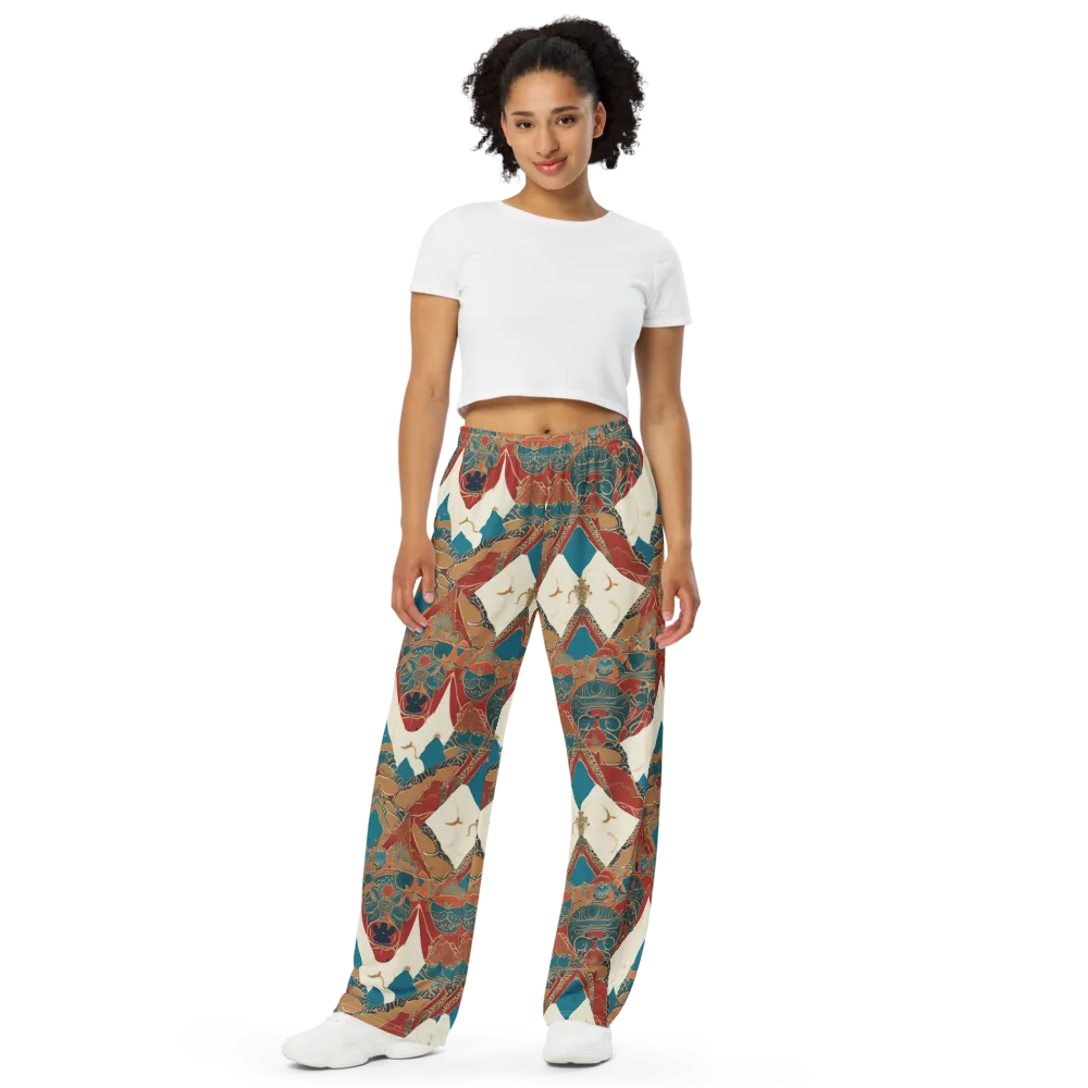 Teal Caravan on Wide-Leg Pants — Front