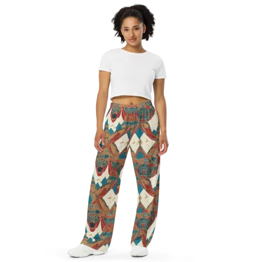 Teal Caravan on a Wide-Leg Pants