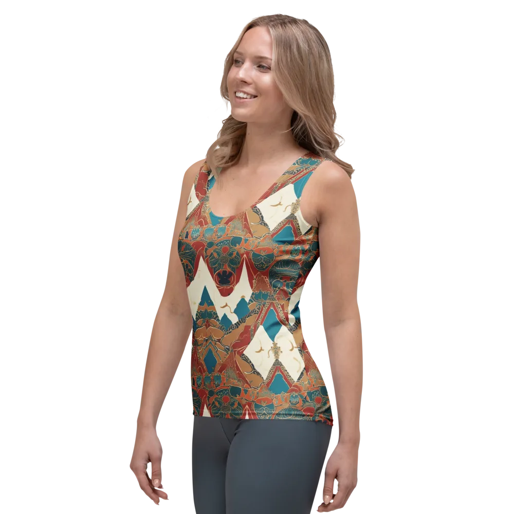 Teal Caravan on Women's Tank Top — Left Front
