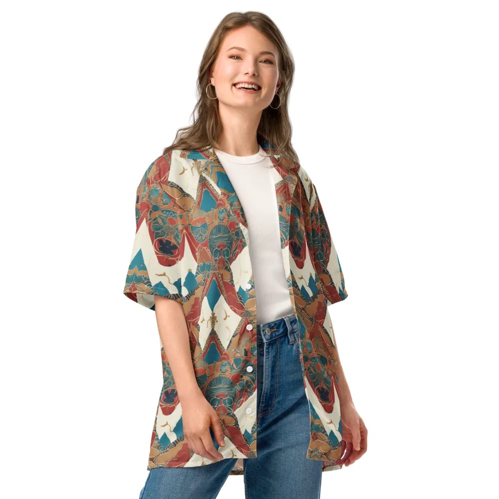 Teal Caravan on Button Shirt — Front