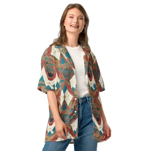 Teal Caravan on a Button Shirt