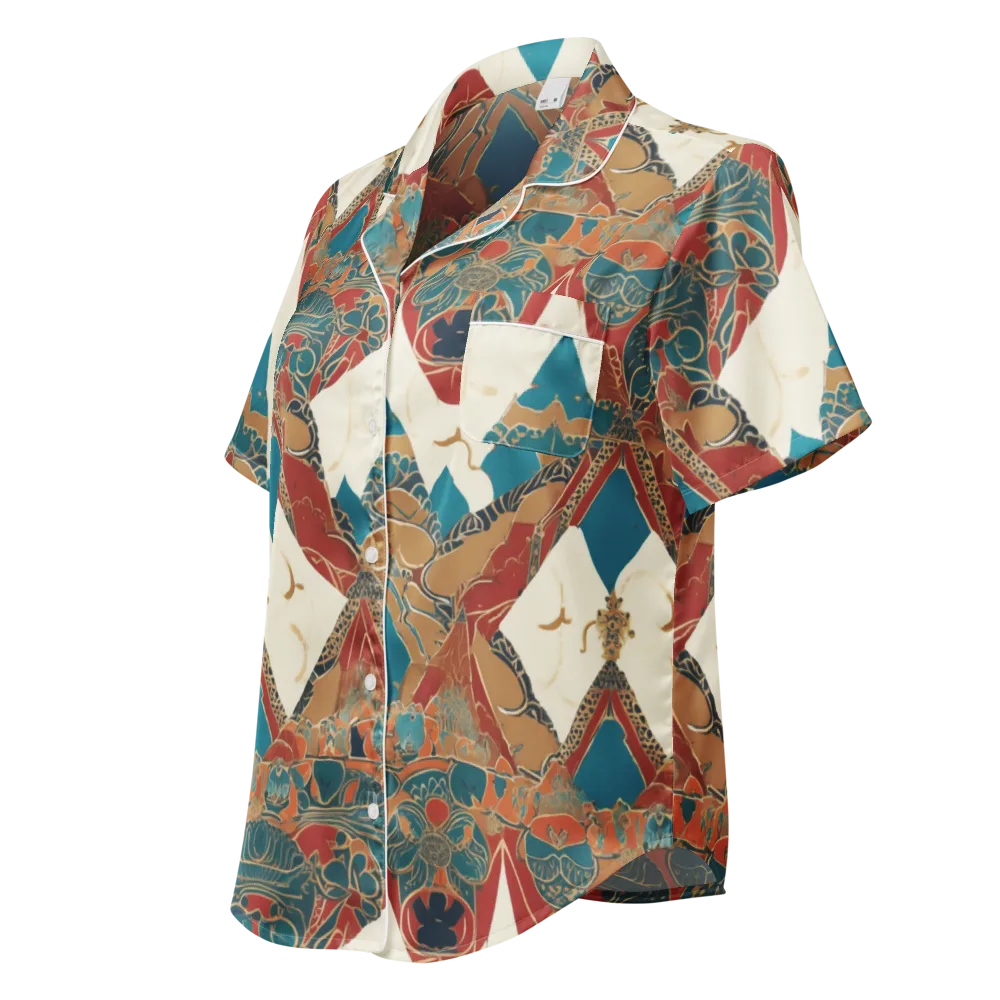 Teal Caravan on Women's Short Sleeve Pajama Top — Left Front