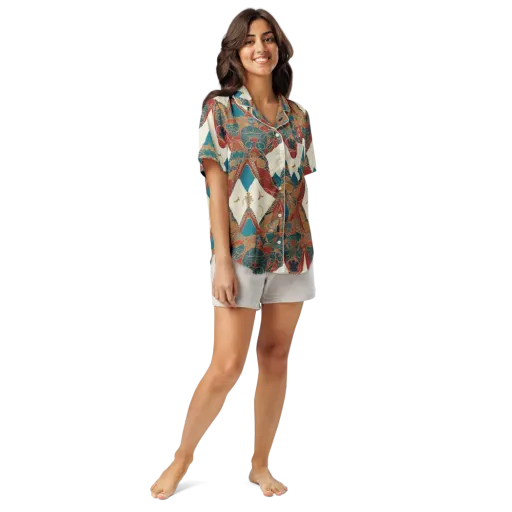 Teal Caravan on a Women's Short Sleeve Pajama Top