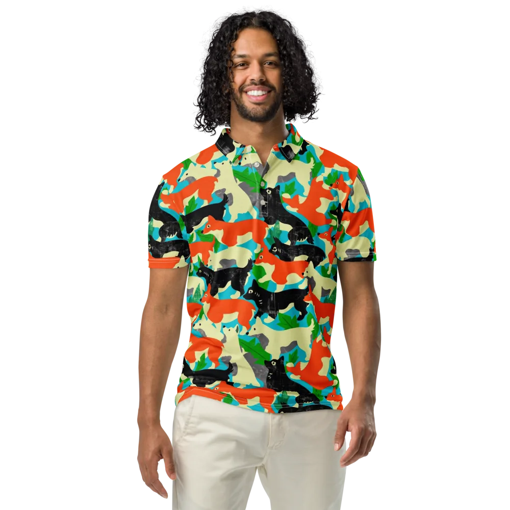 Foxglove Pack on Men's Slim Fit Polo Shirt — Front