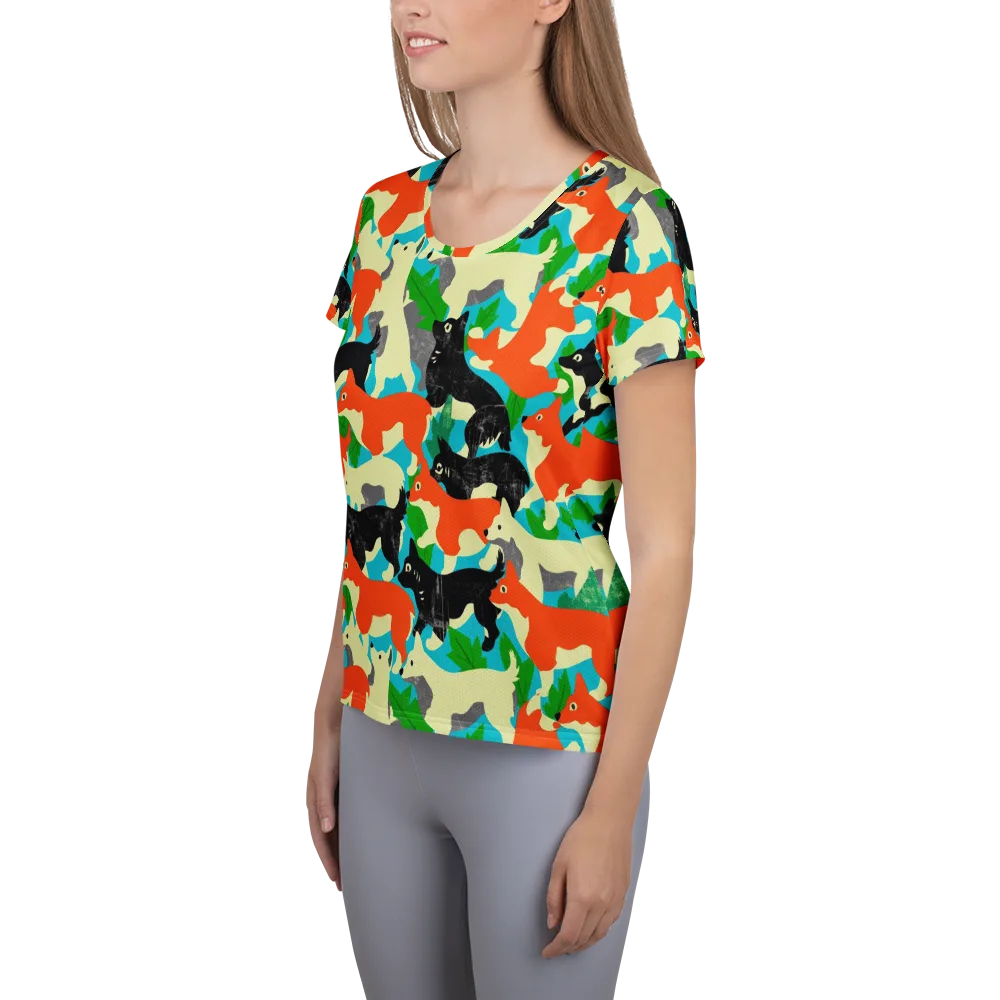 Foxglove Pack on Women's Athletic T-Shirt — Left