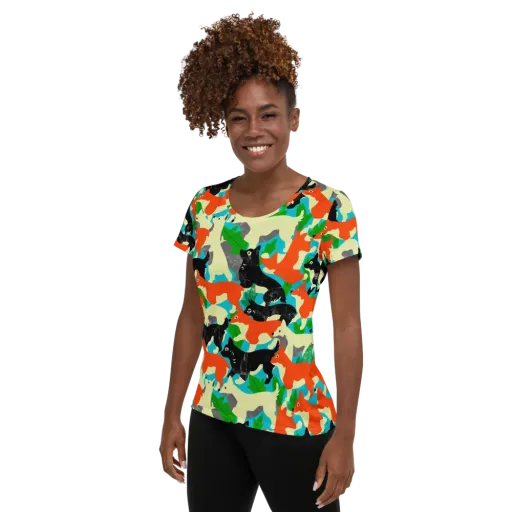 Foxglove Pack on a Women's Athletic T-Shirt