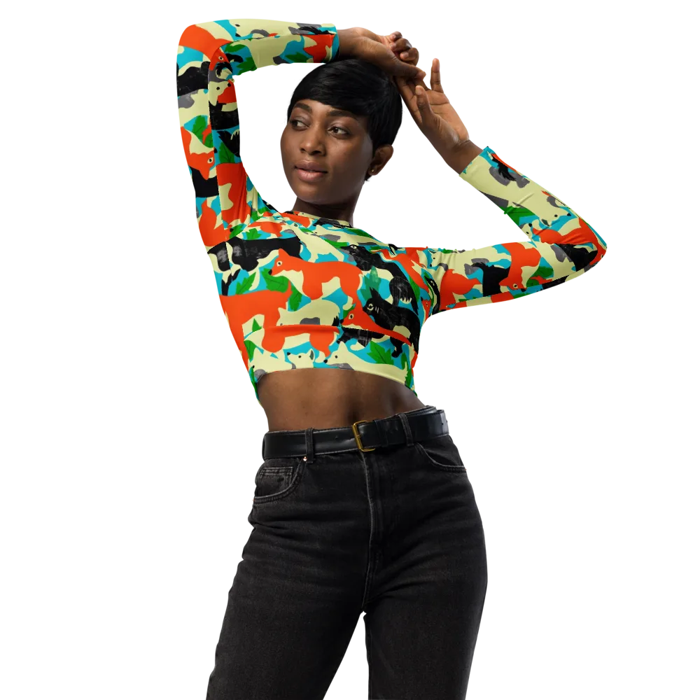Foxglove Pack on Long Sleeve Crop Top — Front