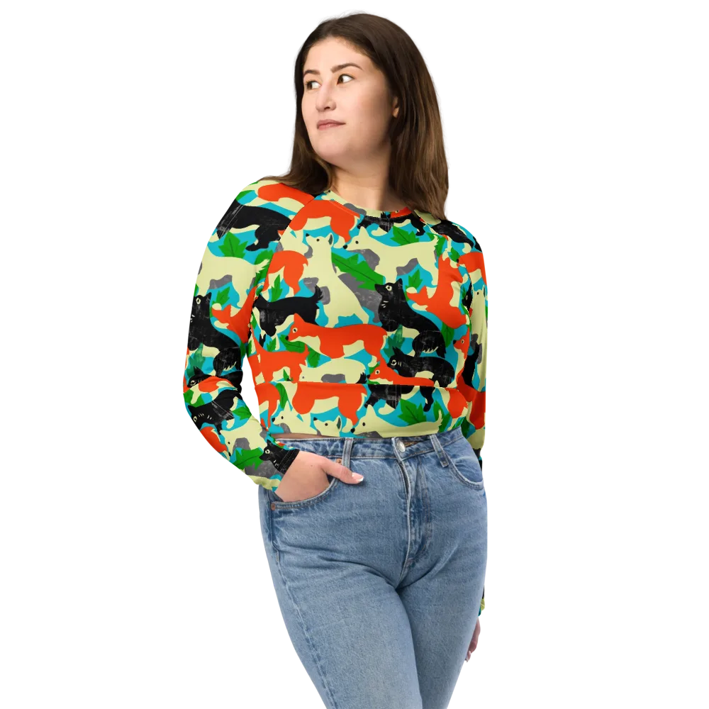 Foxglove Pack on Long Sleeve Crop Top — Front