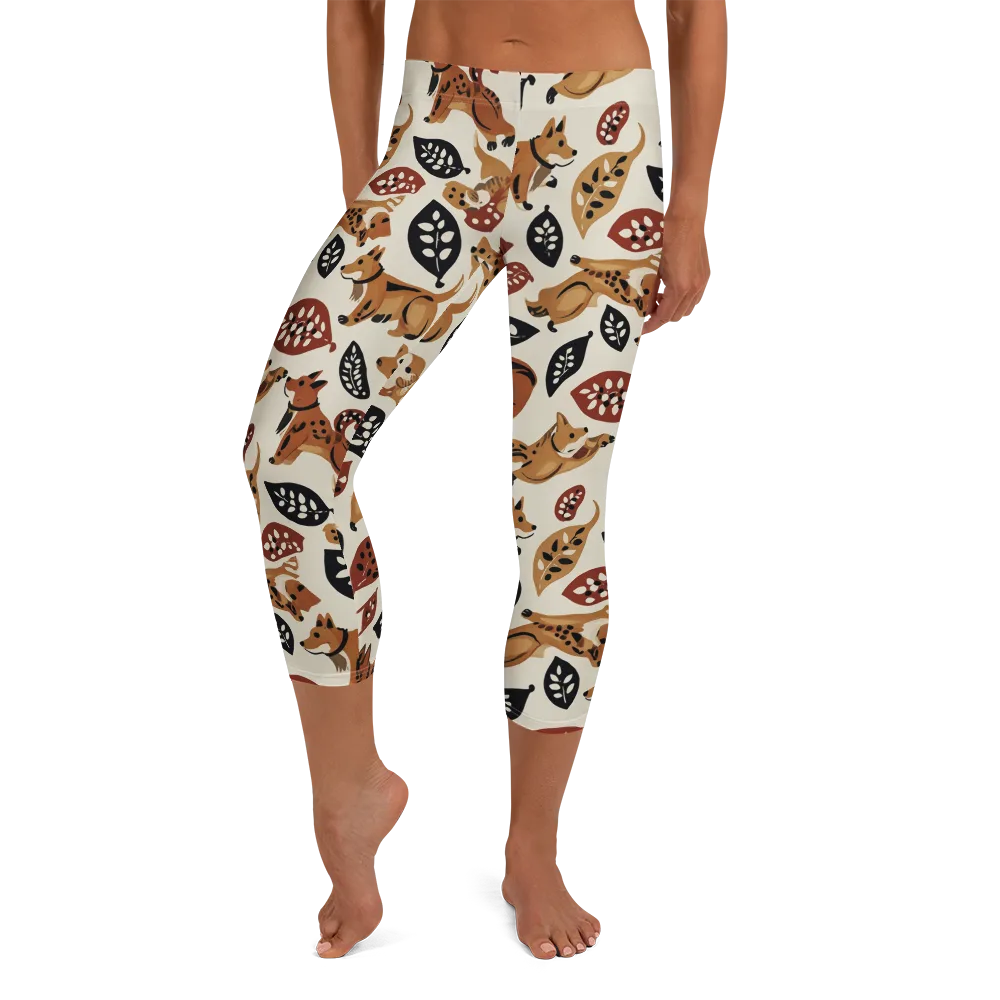 Autumn Canid on Capri Leggings — Front