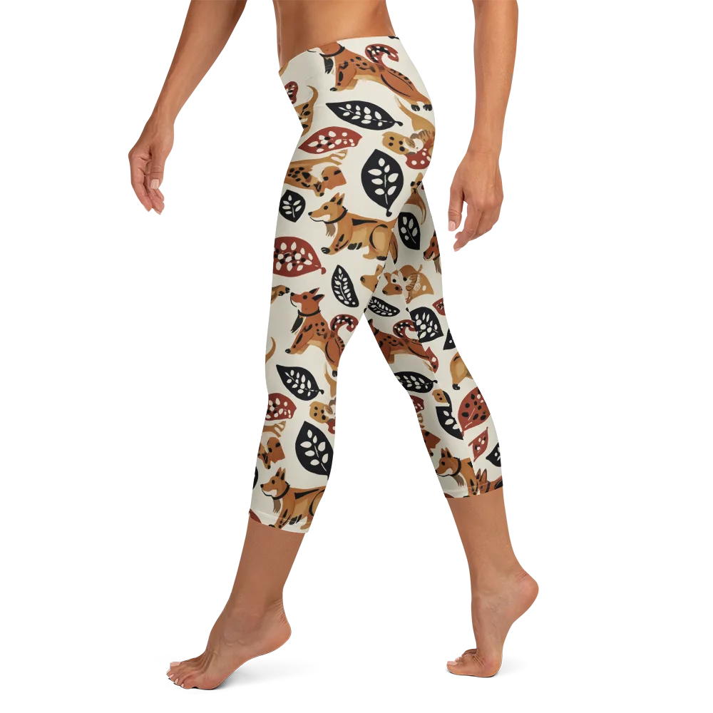 Autumn Canid on Capri Leggings — Left