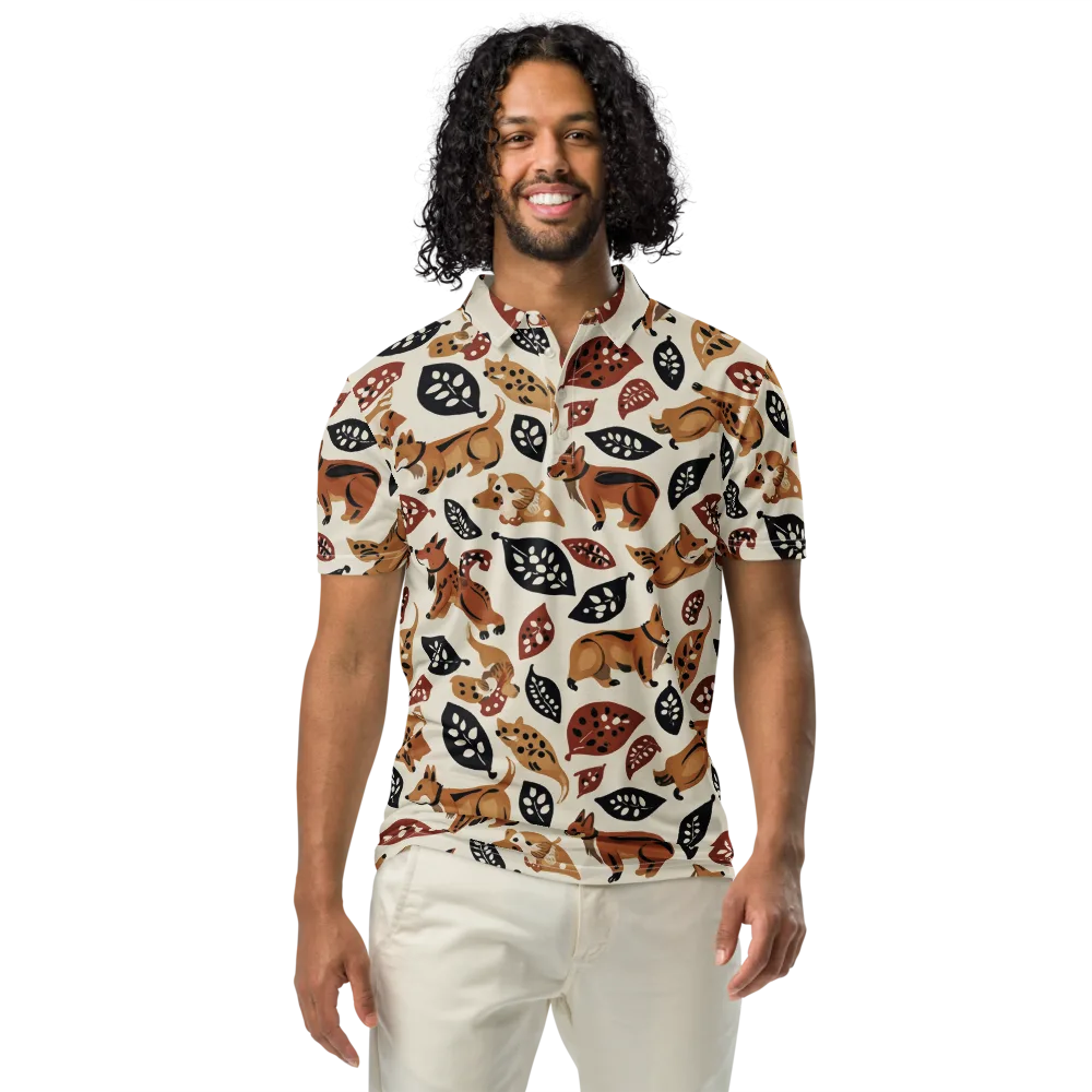 Autumn Canid on Men's Slim Fit Polo Shirt — Front