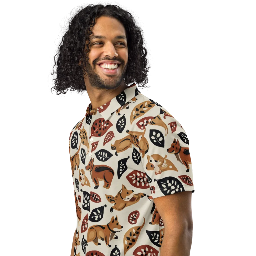 Autumn Canid on Men's Slim Fit Polo Shirt — Left Front
