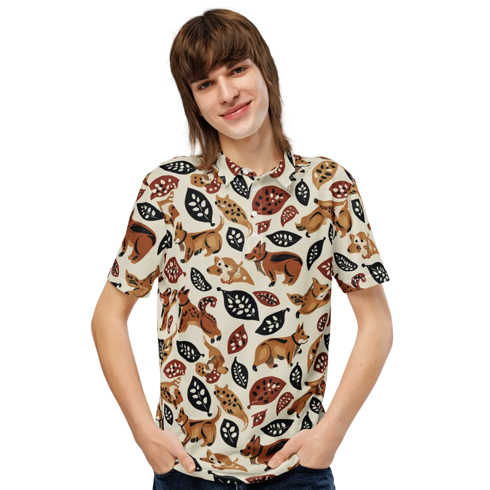 Autumn Canid on Men's Slim Fit Polo Shirt — Front