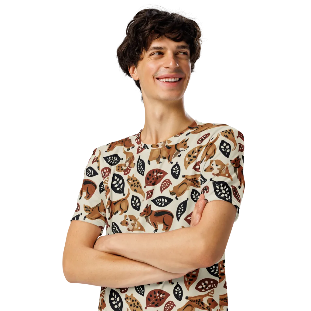 Autumn Canid on Men's Crew Neck T-Shirt — Left Front