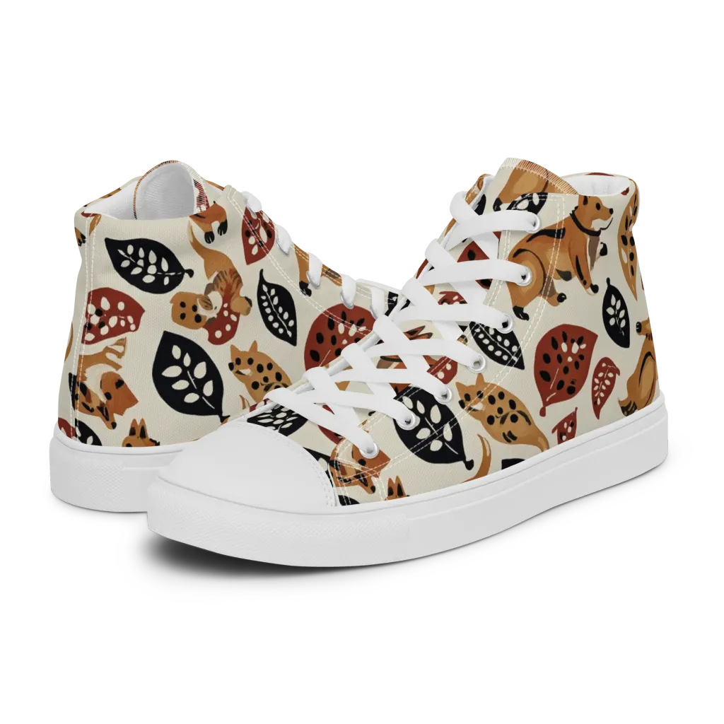 Autumn Canid on Men's High Top Canvas Shoes — Left