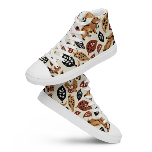 Autumn Canid on a Men's High Top Canvas Shoes