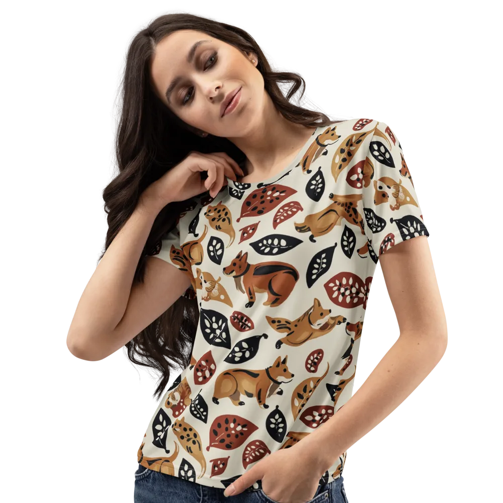 Autumn Canid on Women's Crew Neck T-Shirt — Left Front