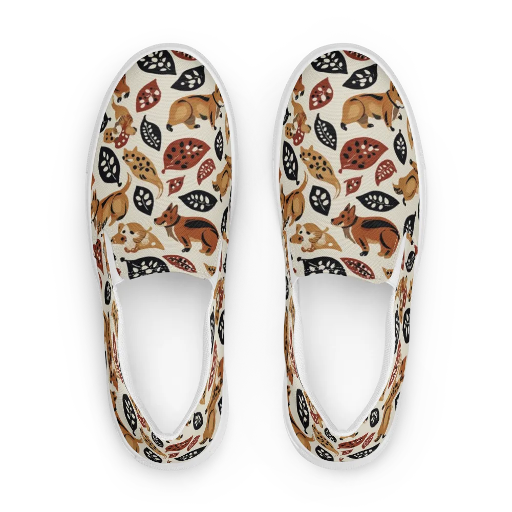 Autumn Canid on Men's Slip-On Canvas Shoes — Front