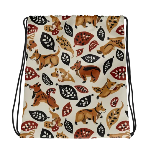 Autumn Canid on a Drawstring Bag