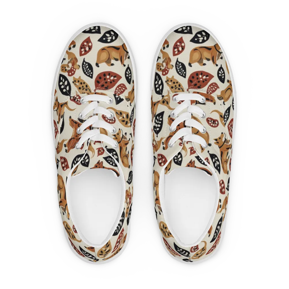 Autumn Canid on Men's Lace-Up Canvas Shoes — Front