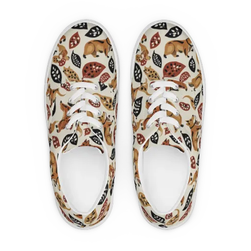 Autumn Canid on a Men's Lace-Up Canvas Shoes