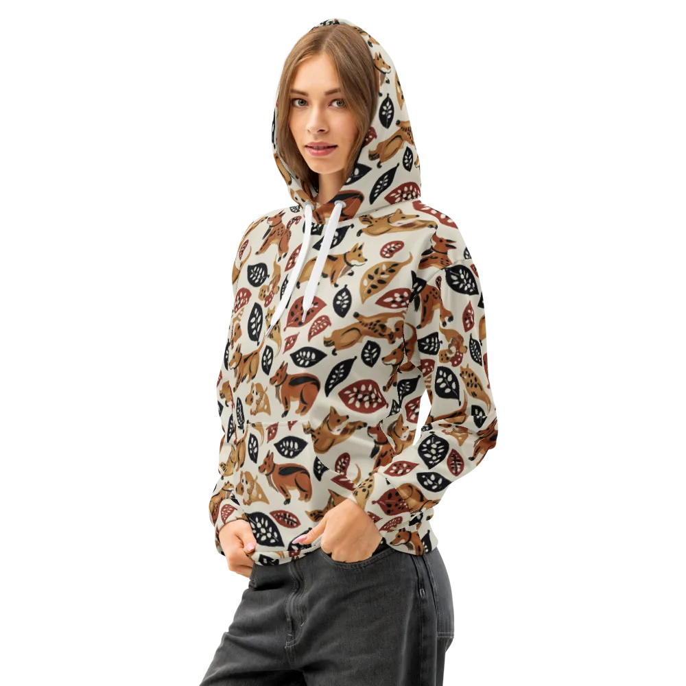 Autumn Canid on Cotton Hoodie — Left Front