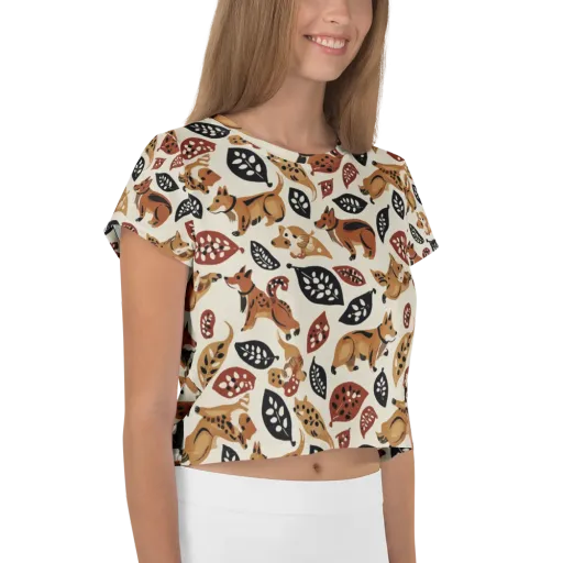 Autumn Canid on a Crop Tee