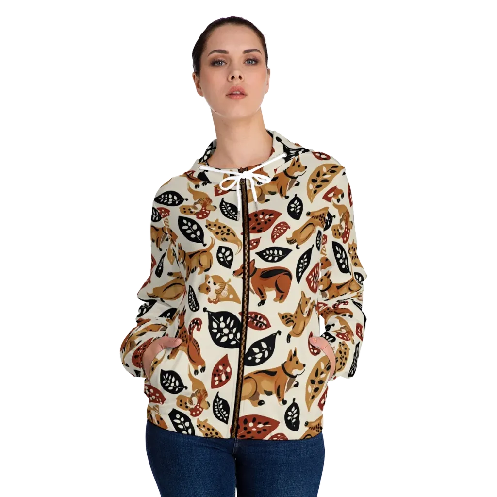 Autumn Canid on Women's Full-Zip Hoodie — Front On Person