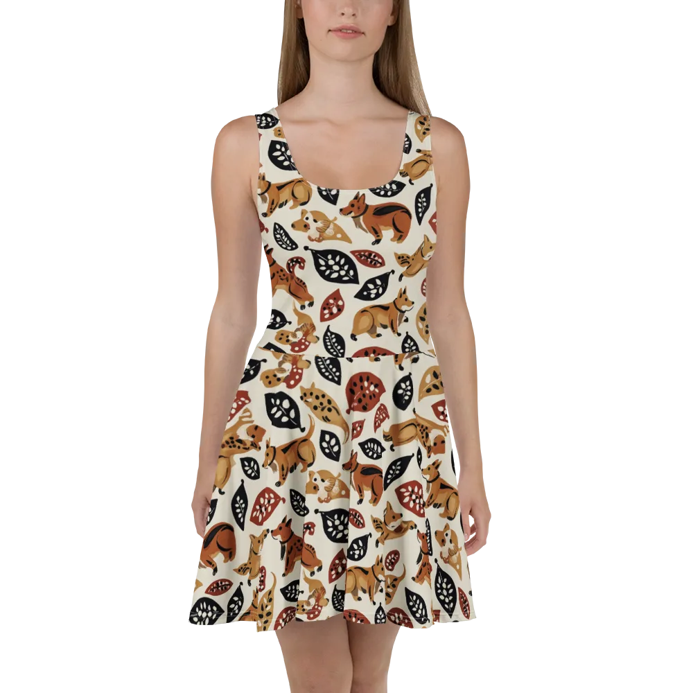 Autumn Canid on Skater Dress — Front