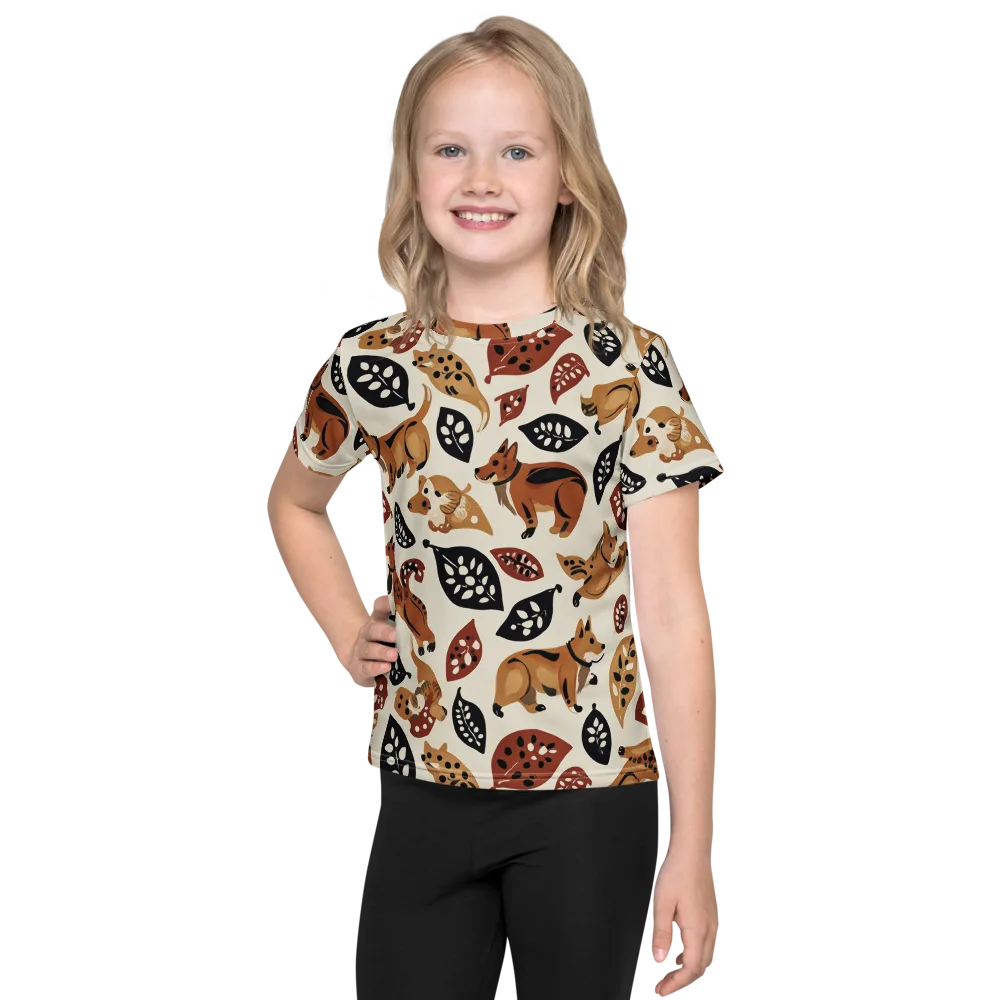 Autumn Canid on Kids Crew Neck T-Shirt — Front