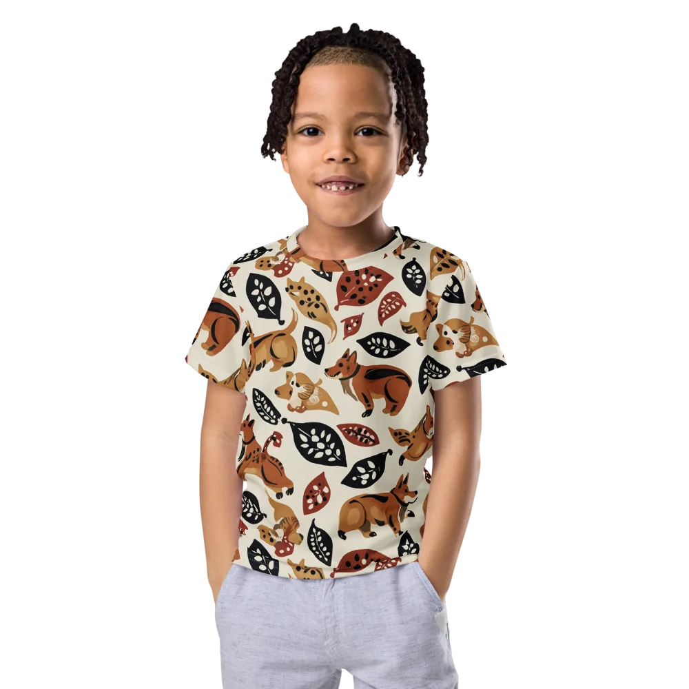 Autumn Canid on Kids Crew Neck T-Shirt — Front