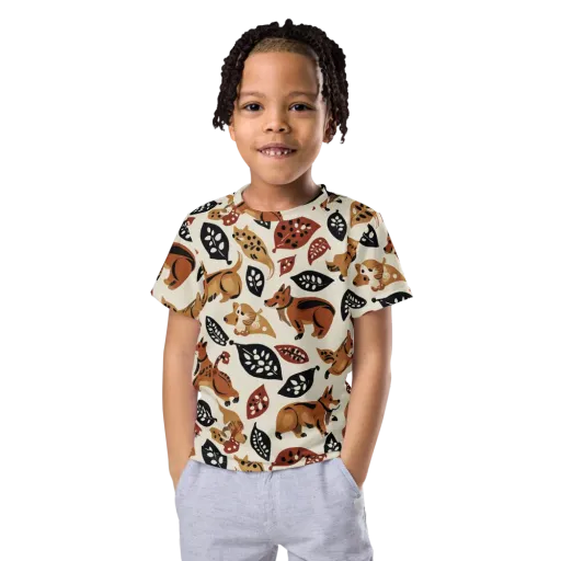 Autumn Canid on a Kids Crew Neck T-Shirt