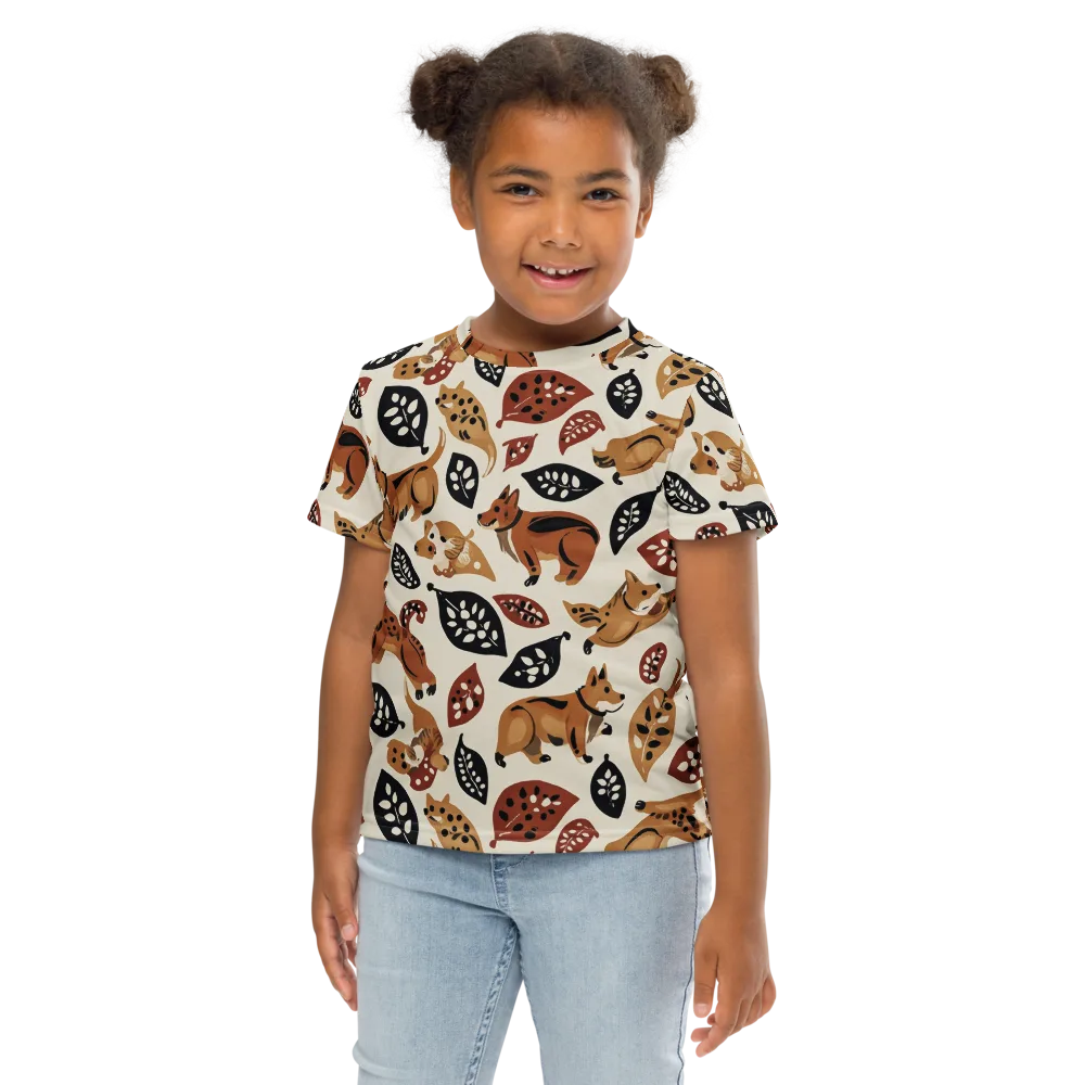 Autumn Canid on Kids Crew Neck T-Shirt — Front