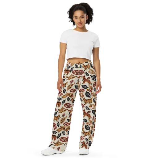 Autumn Canid on a Wide-Leg Pants