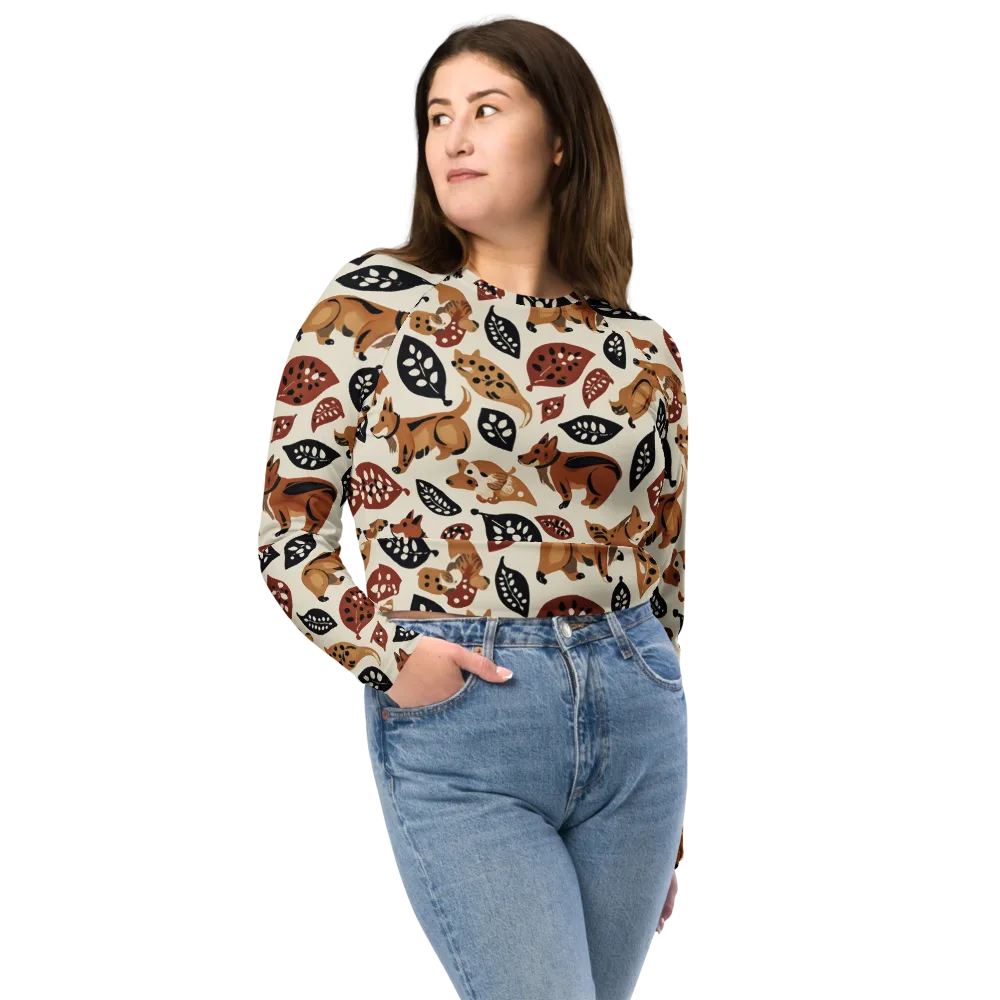 Autumn Canid on Long Sleeve Crop Top — Front