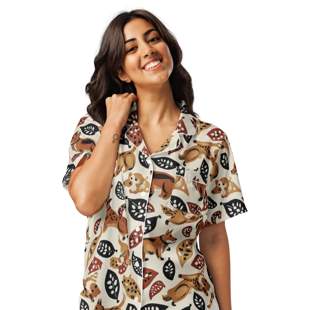 Autumn Canid on Women's Short Sleeve Pajama Top — Front