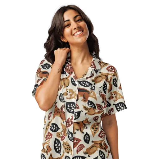 Autumn Canid on a Women's Short Sleeve Pajama Top