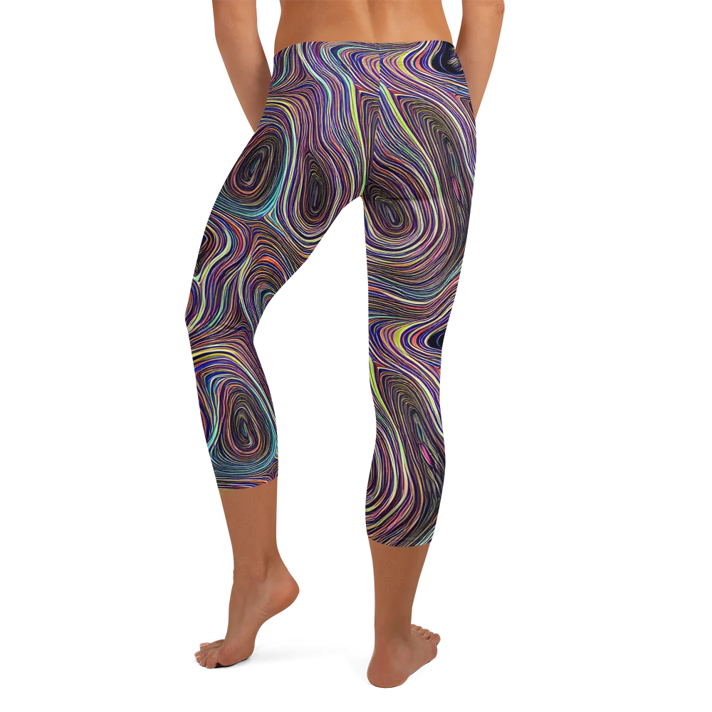Neon Topography on Capri Leggings — Back