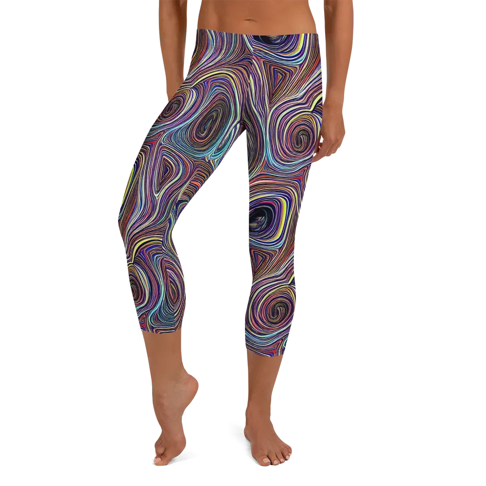 Neon Topography on Capri Leggings — Front