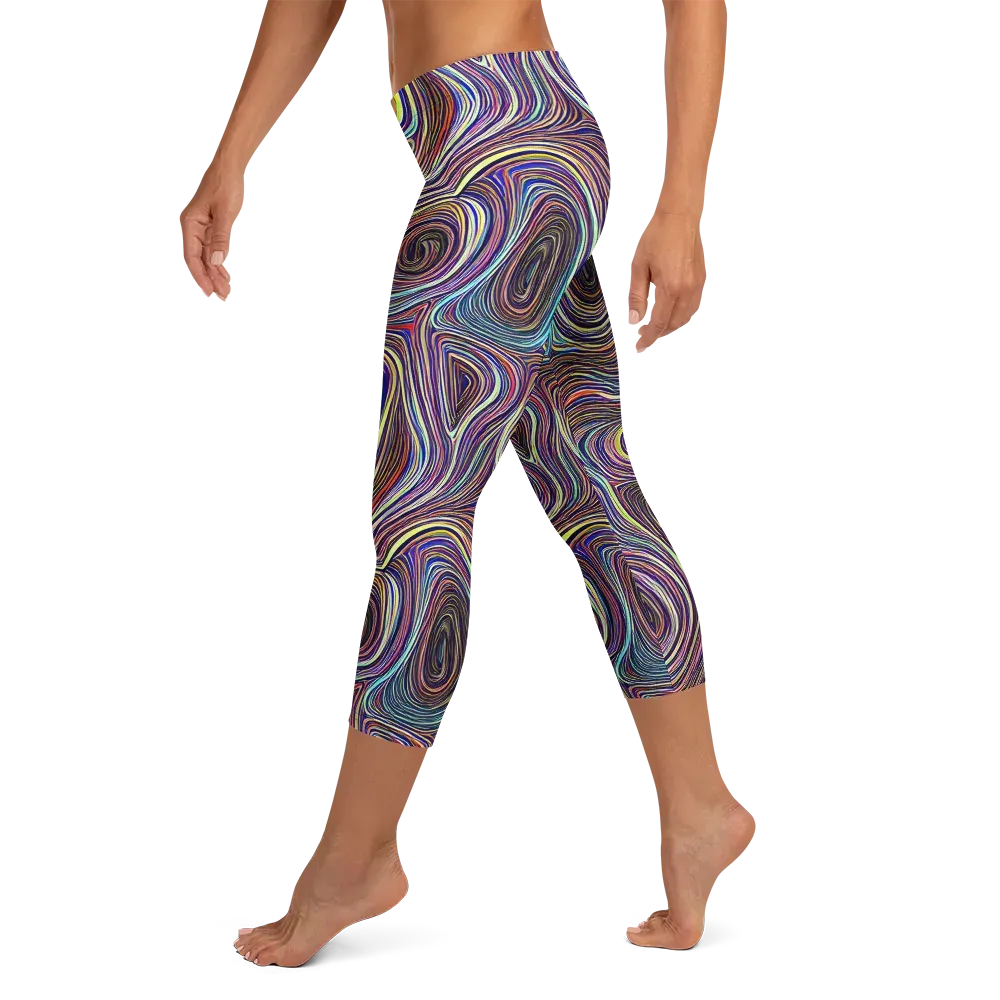 Neon Topography on Capri Leggings — Left