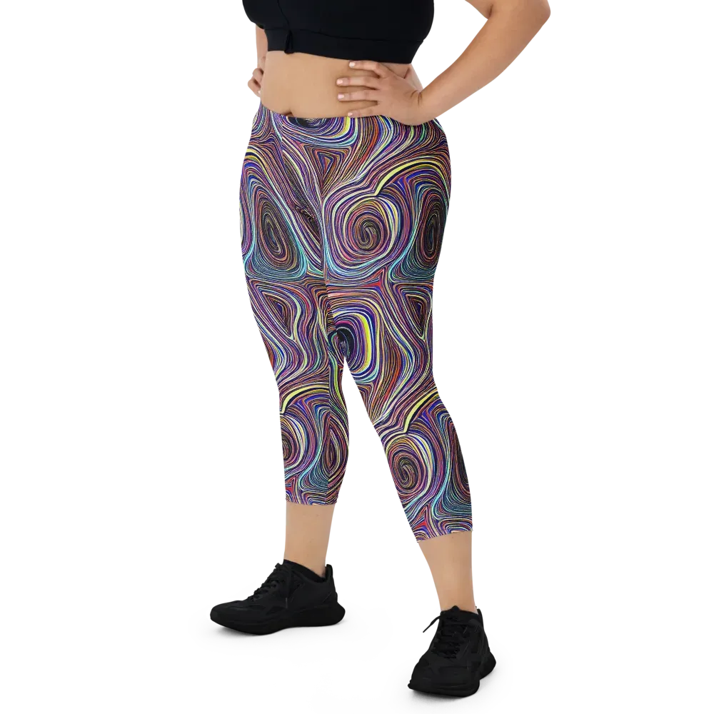 Neon Topography on Capri Leggings — Front
